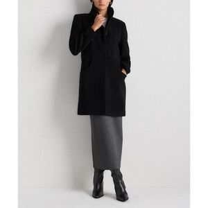 Quince Womens L Wool Cashmere Cocoon Coat Black Quiet Luxury Preppy Minimalist